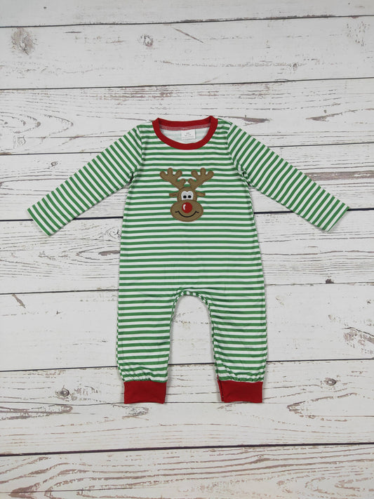 Baby Boy Deer Embroidery Christmas Romper