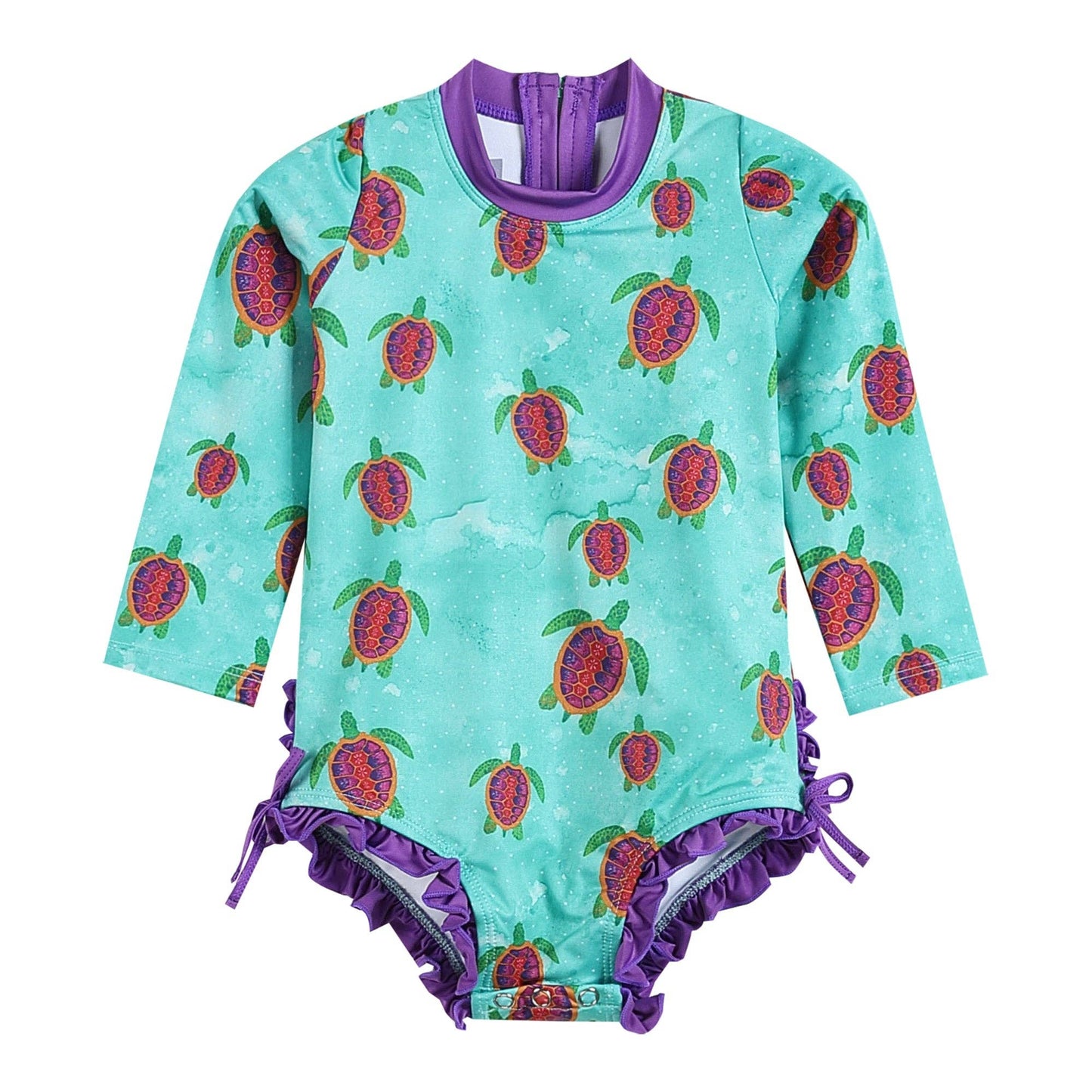 Turquoise Turtle Ruffle Swimsuit