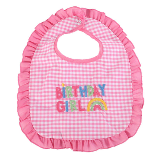 Pink Gingham 'Birthday Girl' Bib