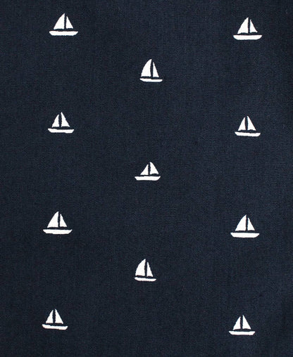 Navy Sailboats Short Sleeve Button Down Shirt