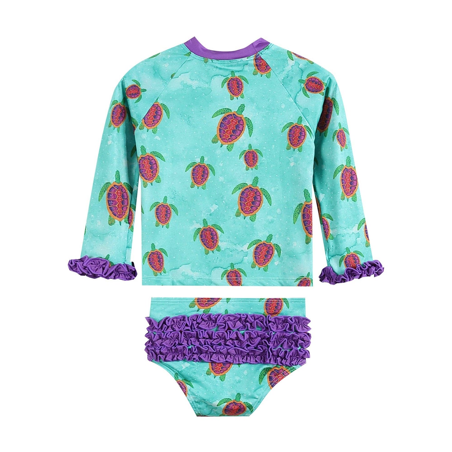 Turquoise Turtle Ruffle Rashguard 2 pc Set