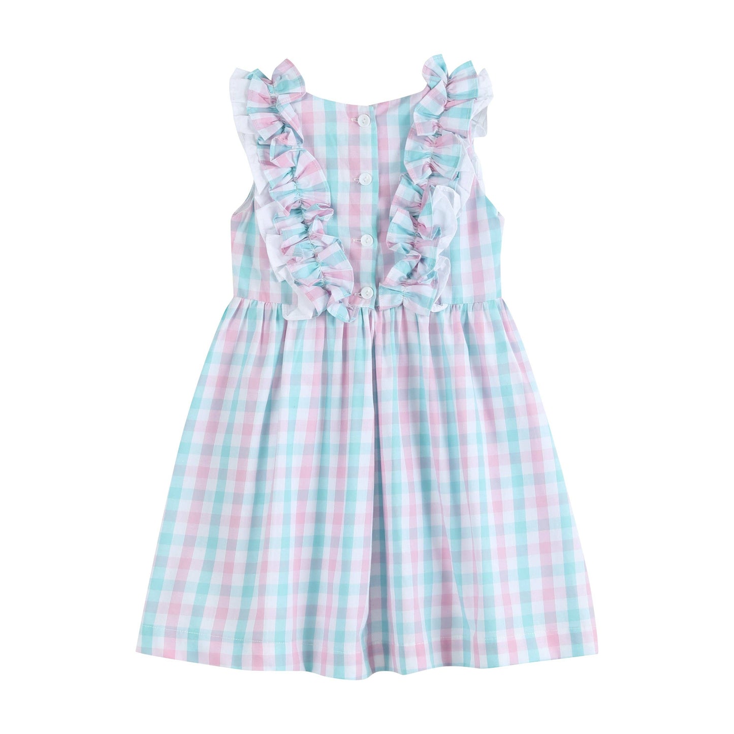 Lil Cactus Pink and Aqua Gingham Ruffle Bow Dress