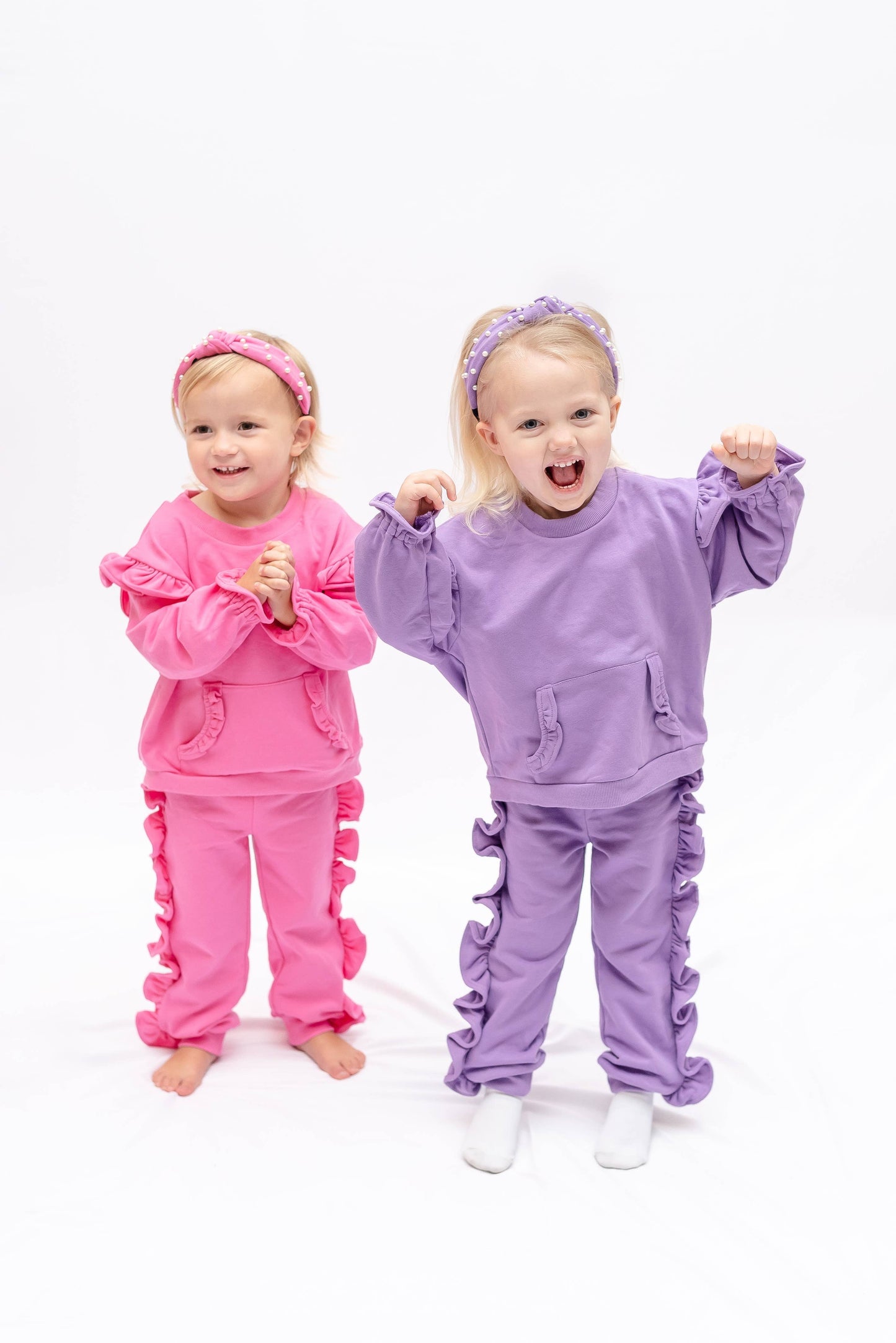 Ruffles - Purple Ruffle Sweatshirt with Jogger Pant Set