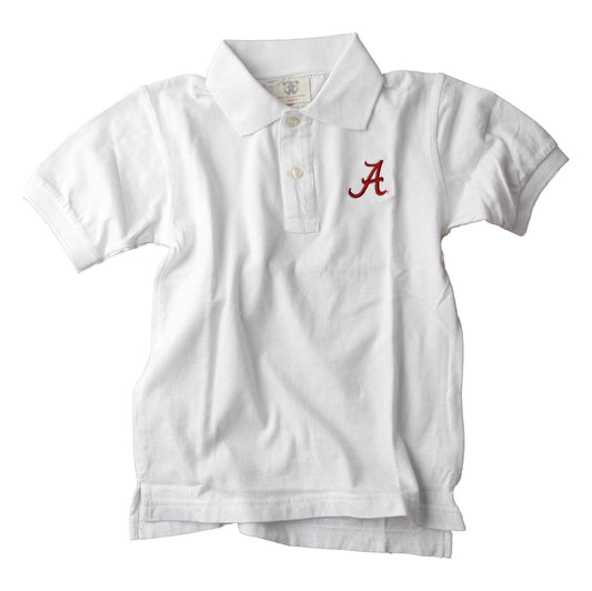 Wes & Willy Alabama Crimson Tide Boy's Polo-White