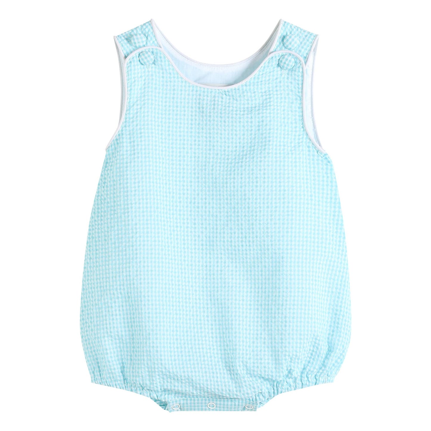 Classic Turquoise Seersucker Baby Bubble Romper