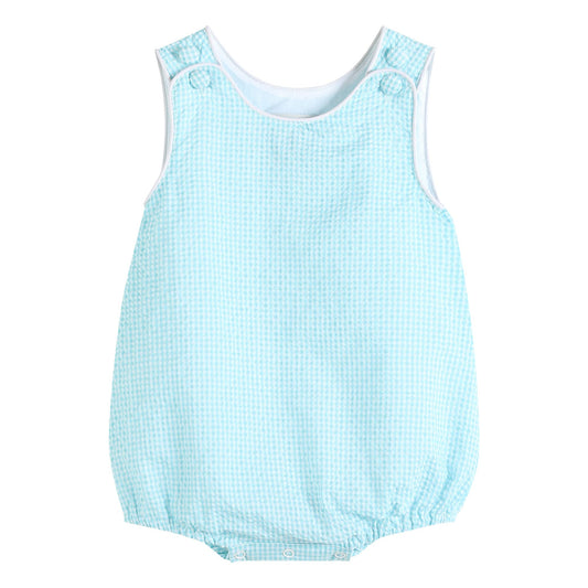 Classic Turquoise Seersucker Baby Bubble Romper