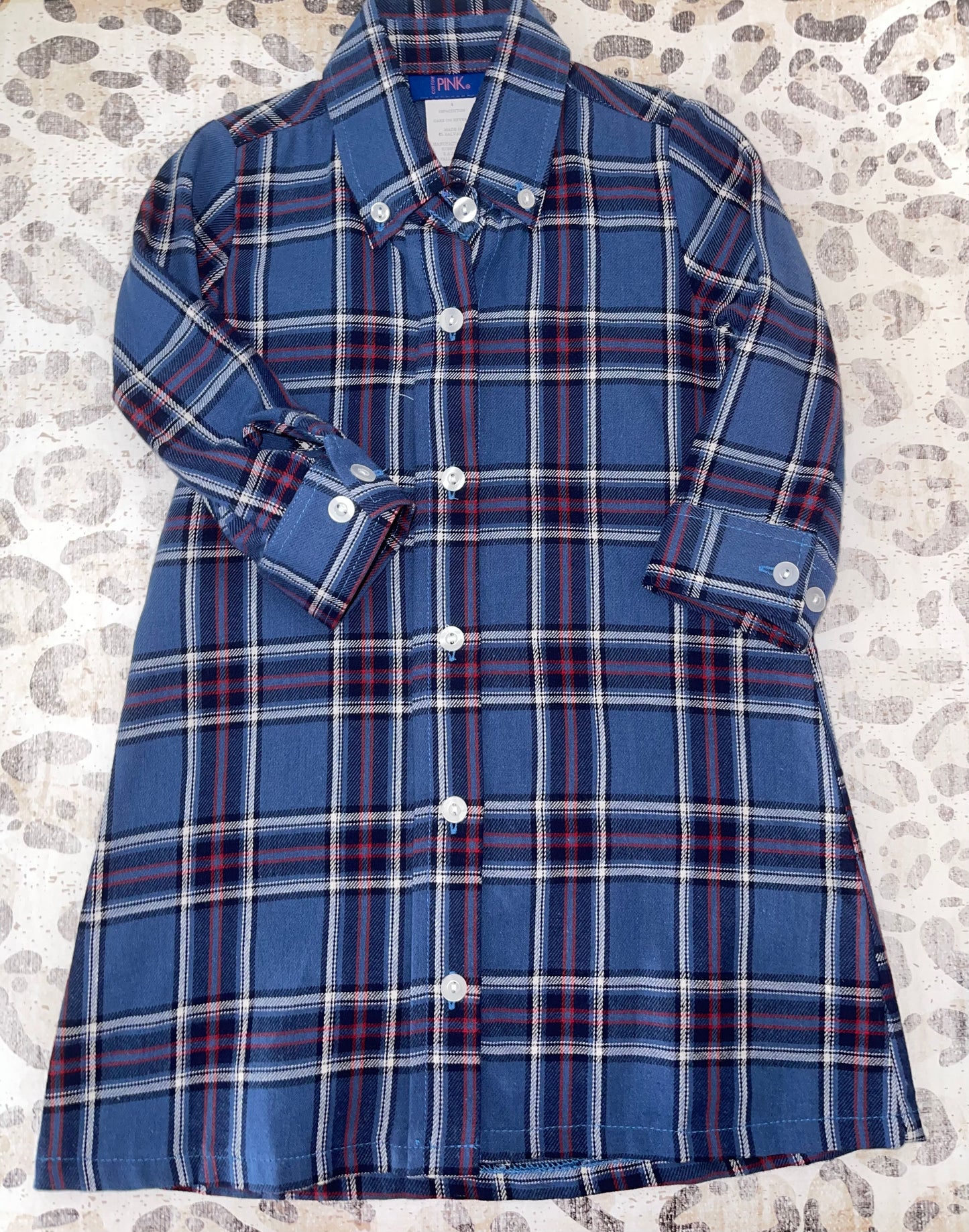 Cotton Pink Blue & Red Plaid Tunic Dress