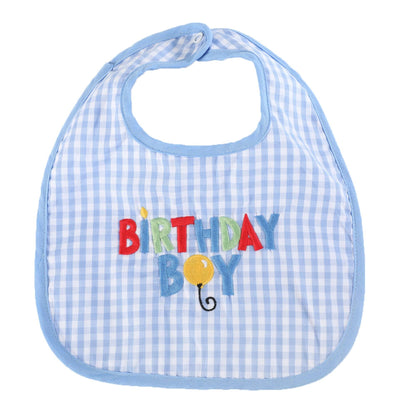 Blue Gingham 'Birthday Boy' Bib