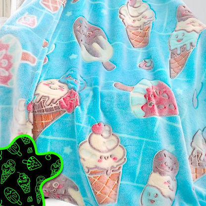 Ice Cream Glow in the Dark Kids Throw Blanket