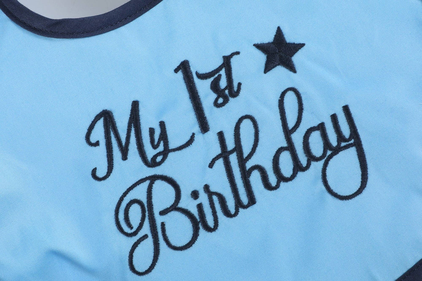 Blue 'My 1st Birthday' Bib