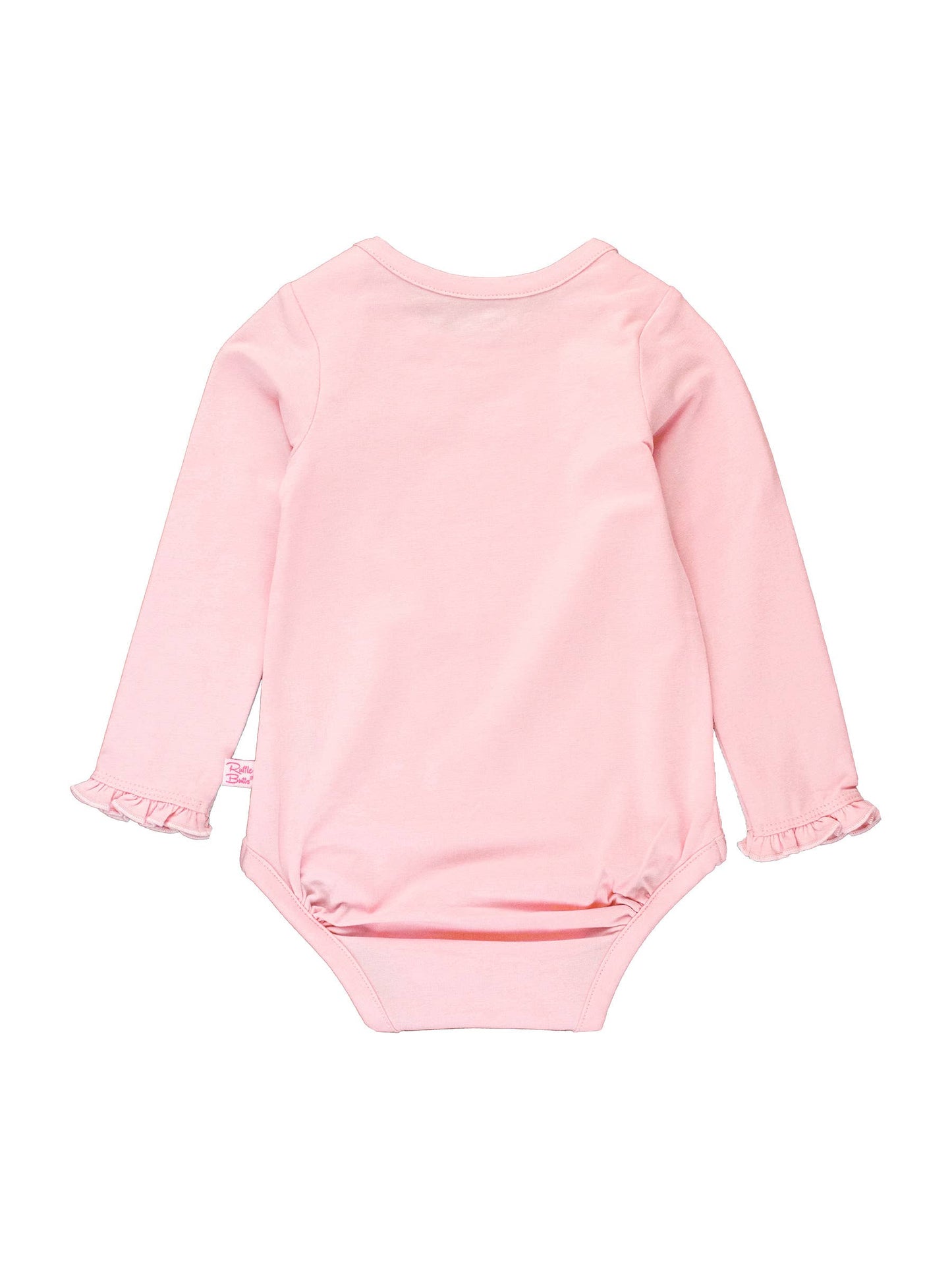 Baby Girls Pink Knit Long Sleeve Ruffle Bodysuit