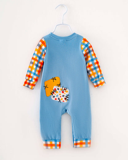 Blue Plaid Pumpkin Patch Baby Boy Romper Boy Clothes