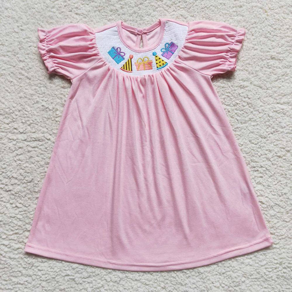 Baby Girls Birthday Smocked Pink Dress