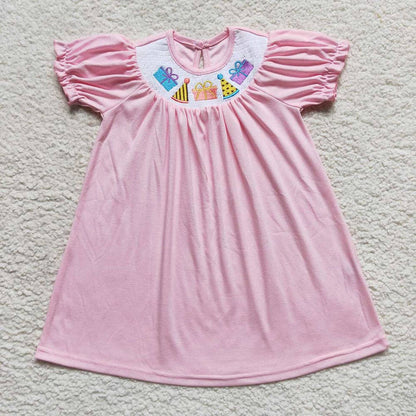 Baby Girls Birthday Smocked Pink Dress