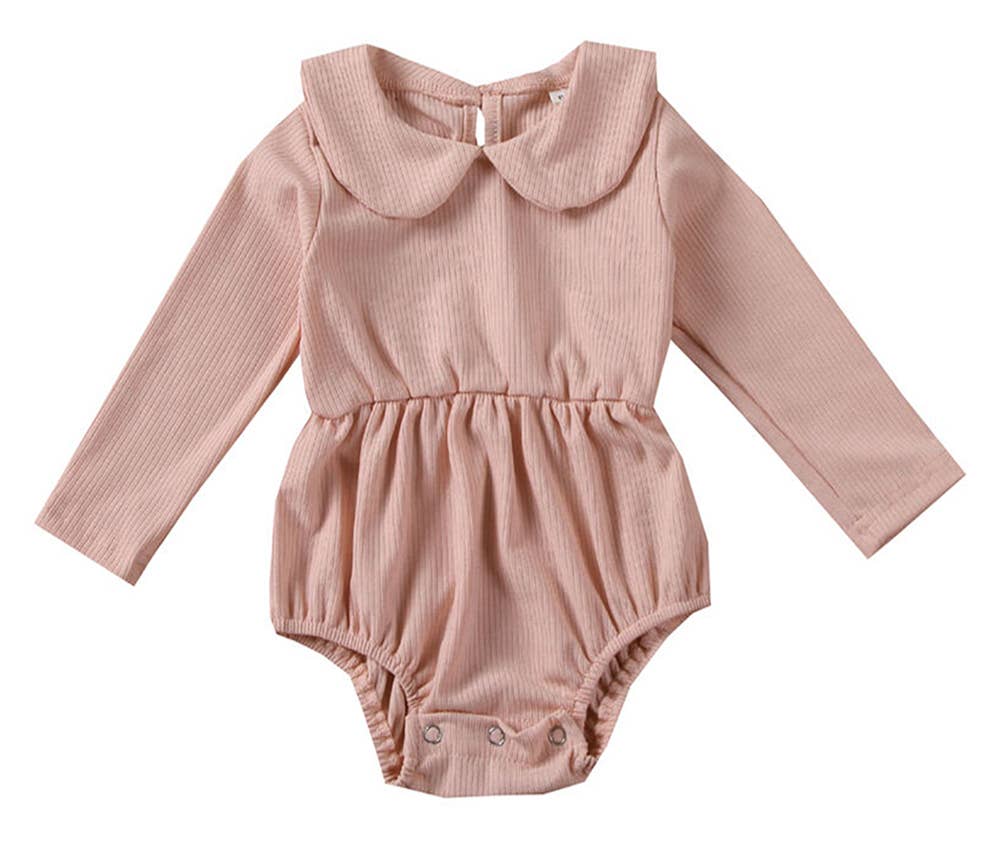 Ribbed Collar Baby Dressy Romper