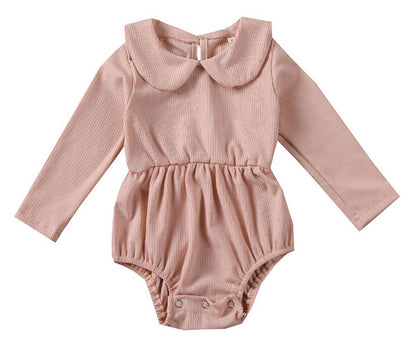 Ribbed Collar Baby Dressy Romper