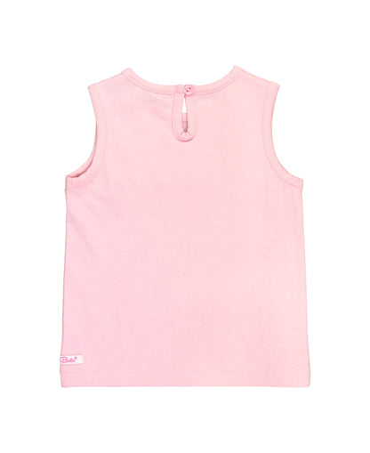 Pink Knit Ruffle Trim Tank