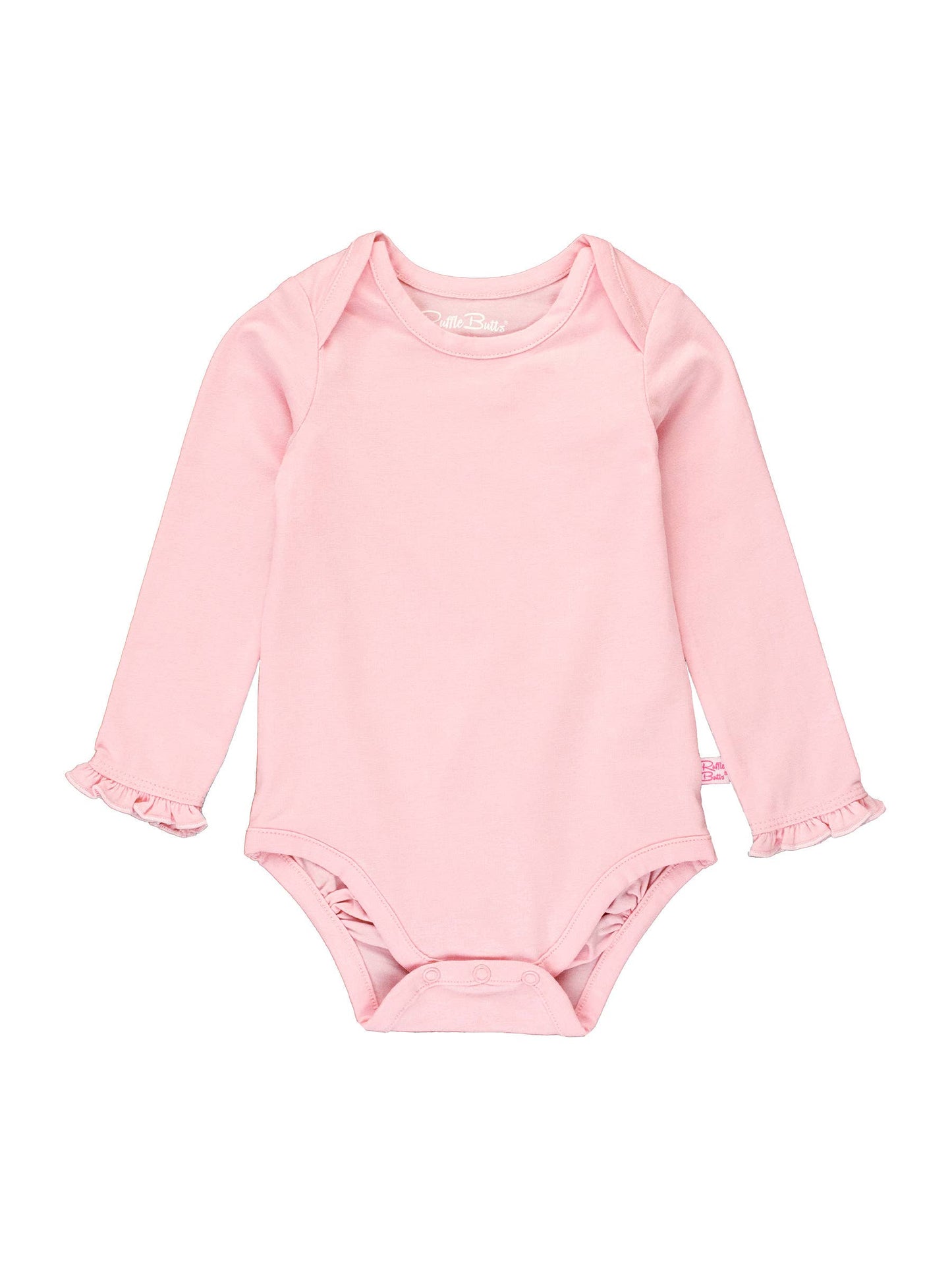 Baby Girls Pink Knit Long Sleeve Ruffle Bodysuit