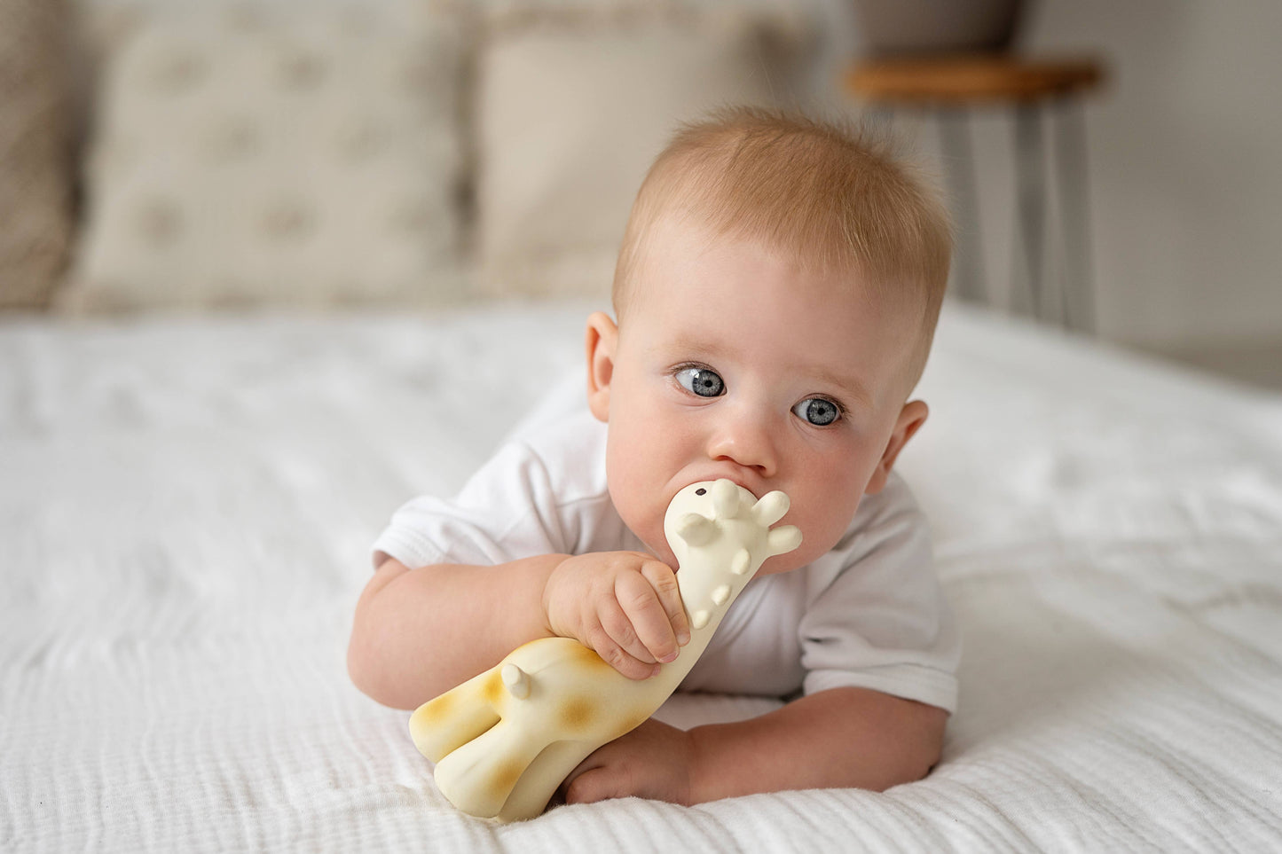 Giraffe Natural Organic Rubber Teether, Rattle & Bath Toy