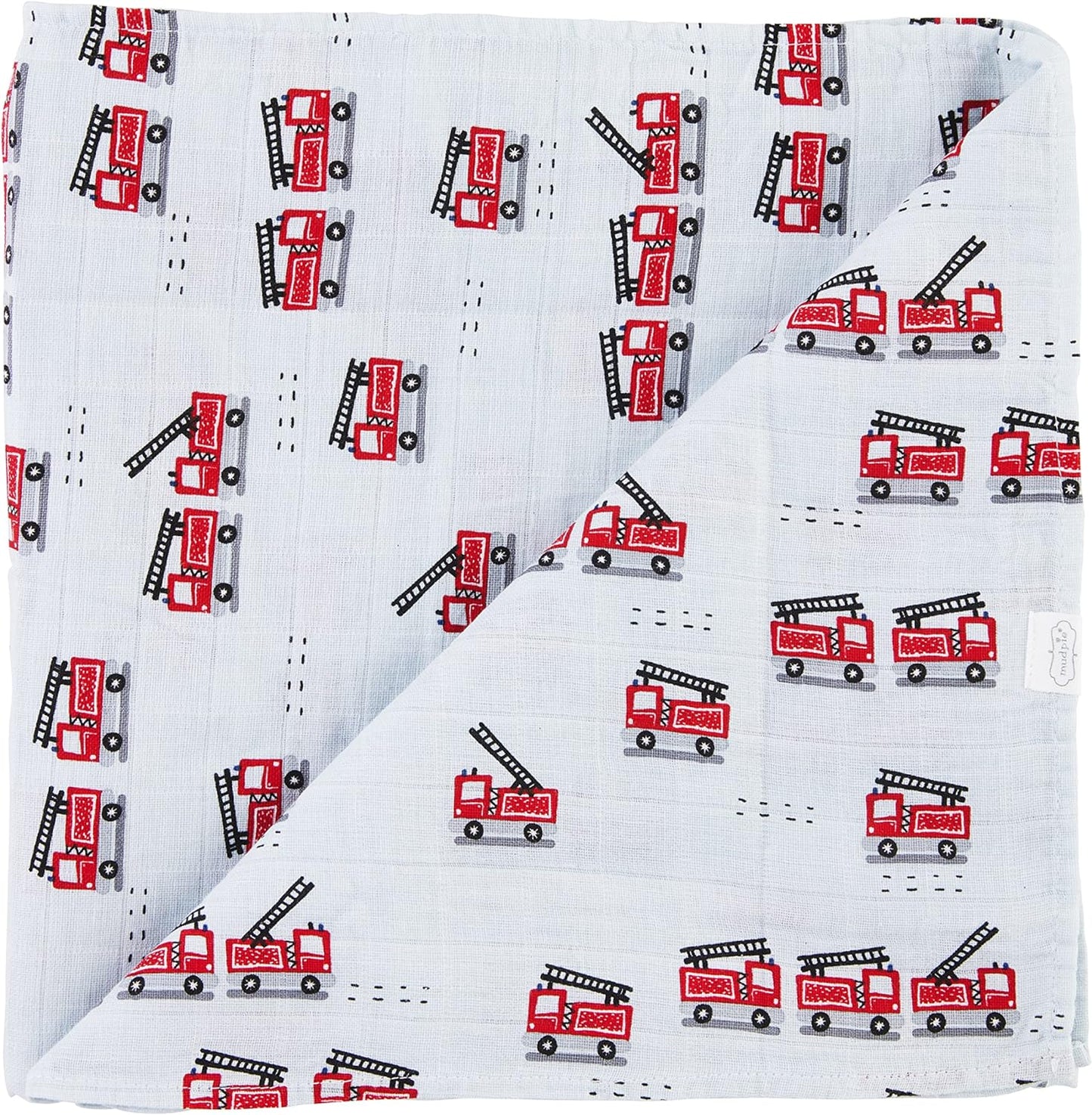 Mudpie Fire Trucks Muslin Swaddle Blanket