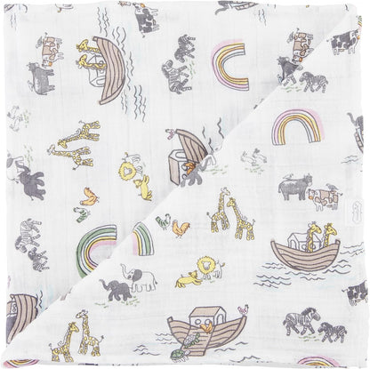 Mudpie Noah's Ark Muslin Swaddle Blanket