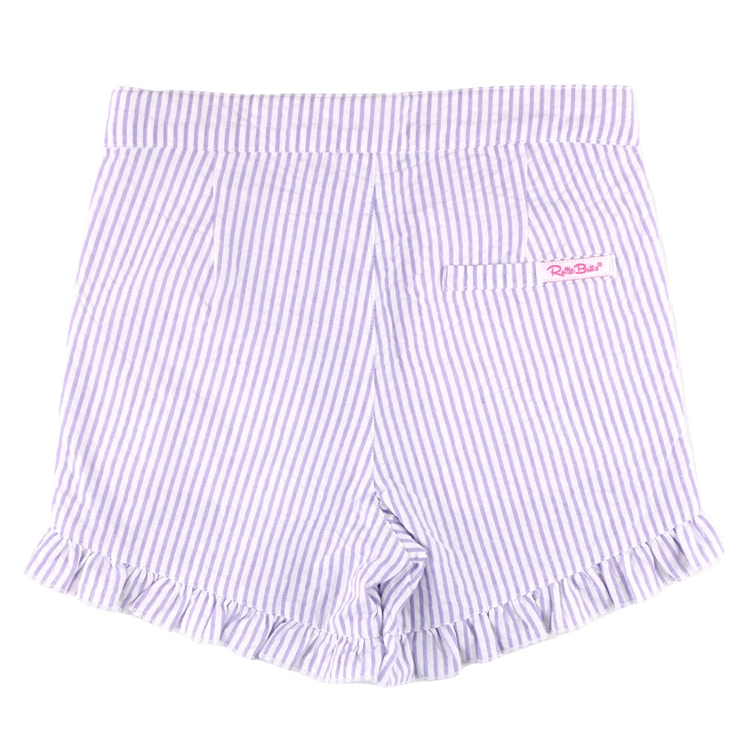 Ruffle Butts Lavender Seersucker Ruffle Trim Woven Shorts