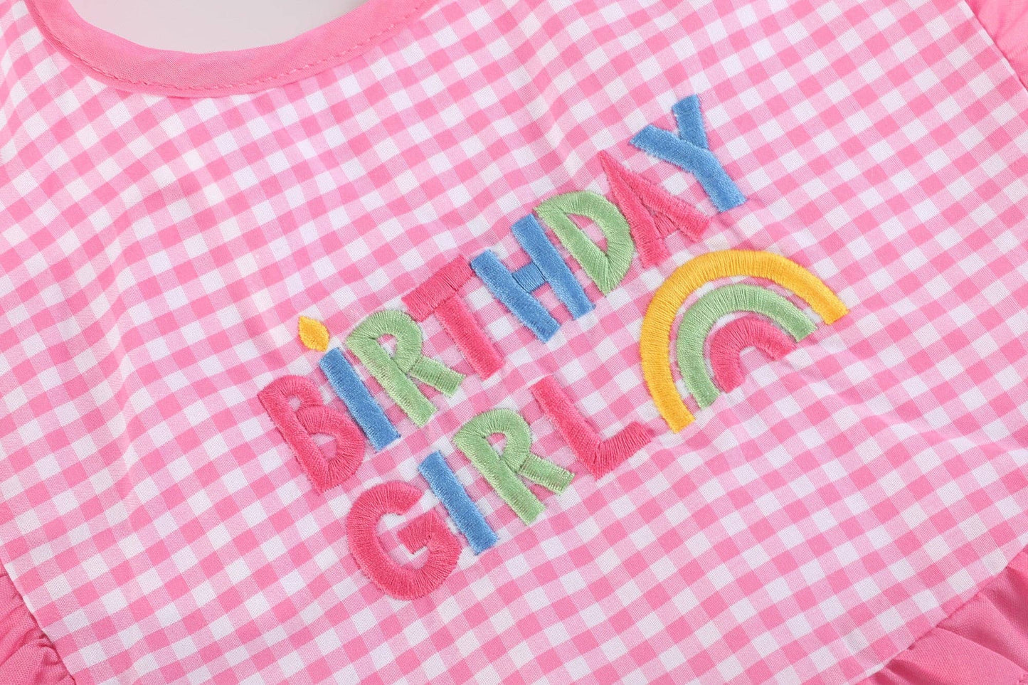 Pink Gingham 'Birthday Girl' Bib