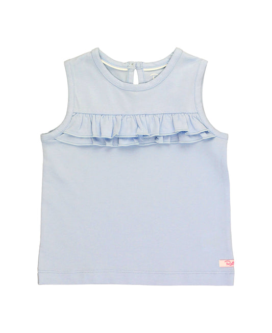 Windsurfer Blue Knit Ruffle Trim Tank