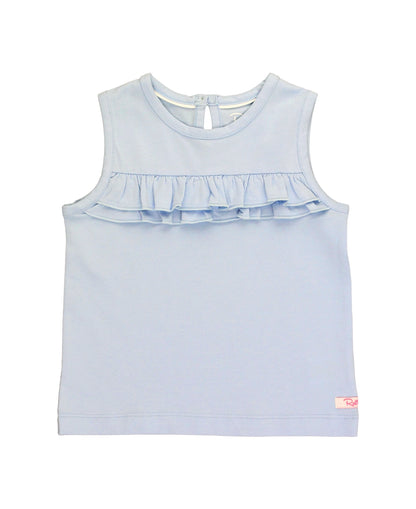 Ruffle Butts Windsurfer Blue Knit Ruffle Trim Tank