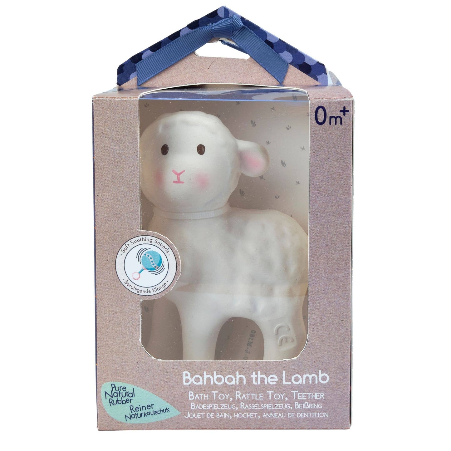 Bahbah the Lamb Organic Rubber Teether, Rattle & Bath Toy