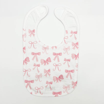 Pink Bows Baby Bib - Shower Gift New Baby Arrival Birthday