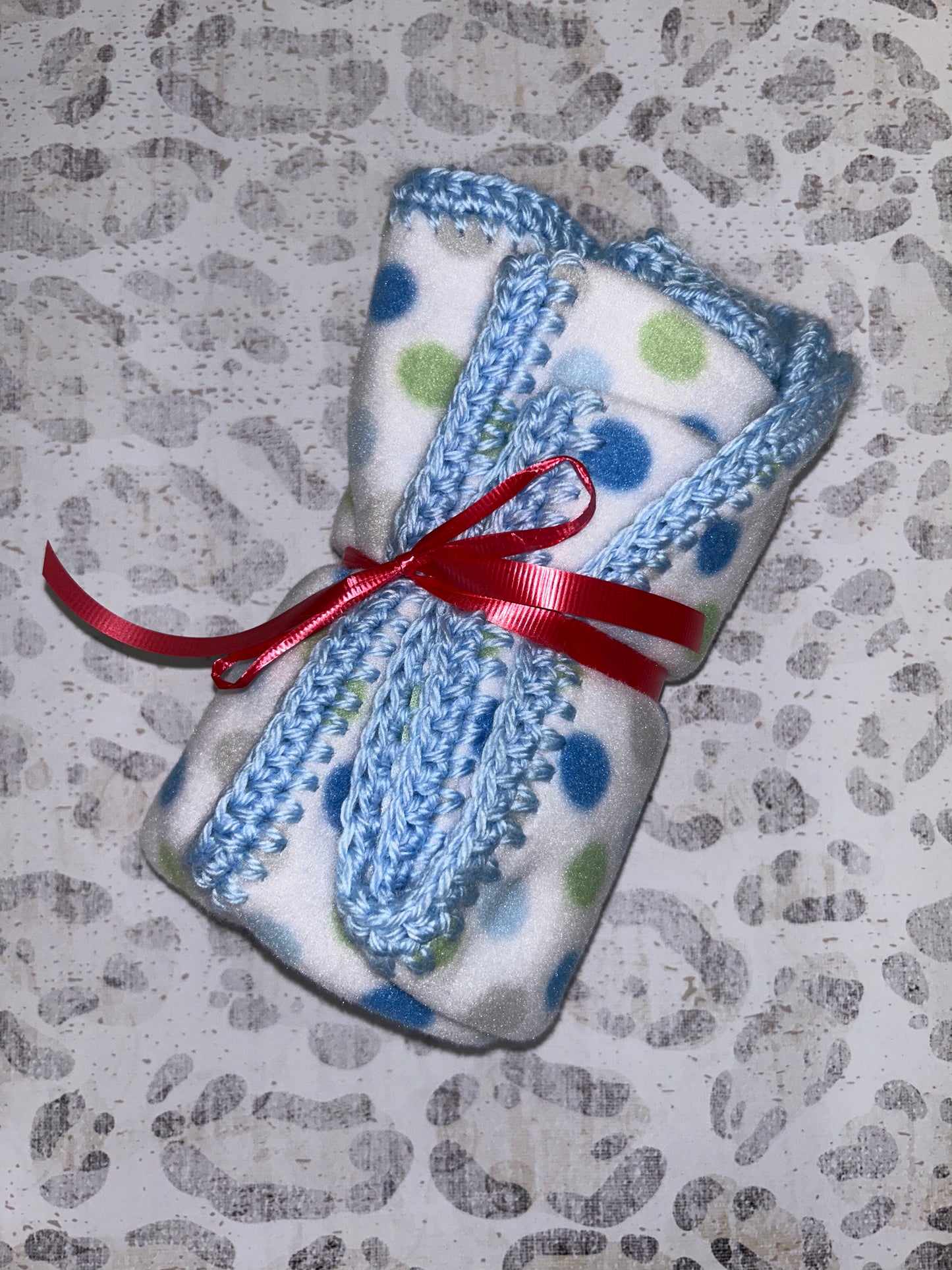 Baby Snoozies Polka Dot Fleece Blanket with Crocheted Trim