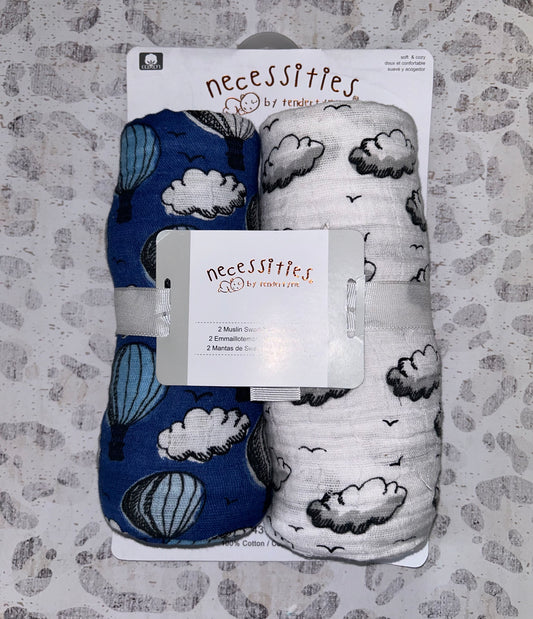 Necessities 2 Pack Muslin Swaddle Blankets