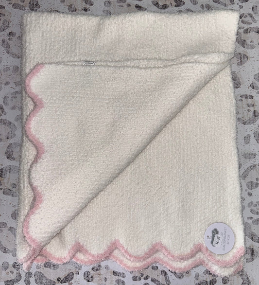 Mudpie Pink Scallop Chenille Blanket