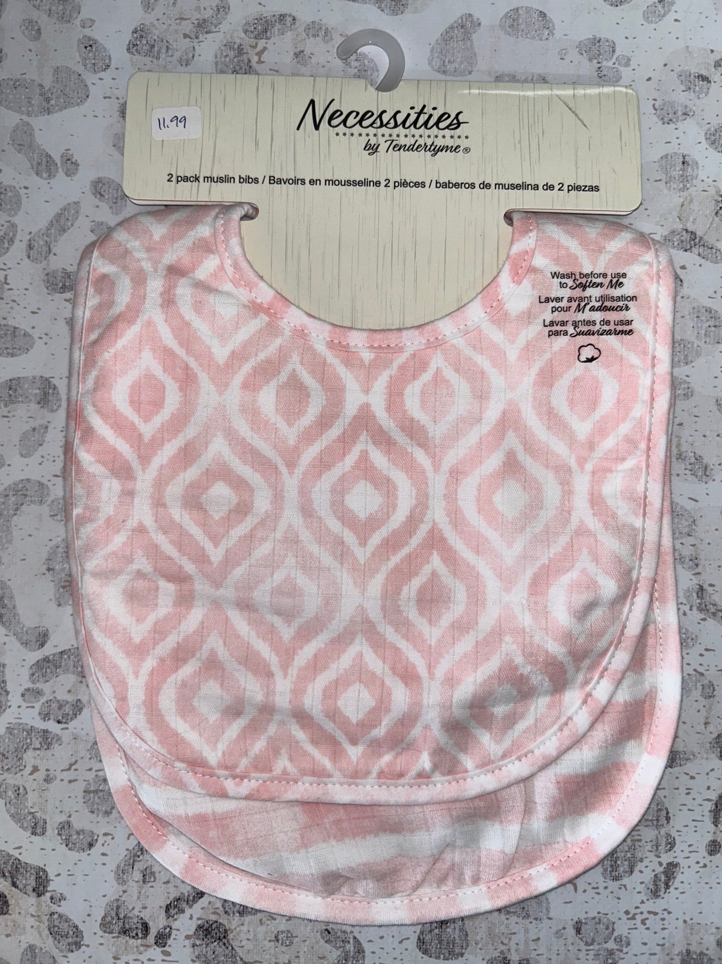 Necessities by TenderTyme Pink 2 pack Muslin Bibs