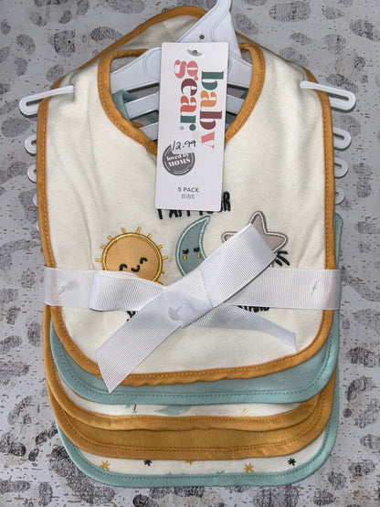 Baby Gear 5 Pack Sun, Moon, & Stars Bibs