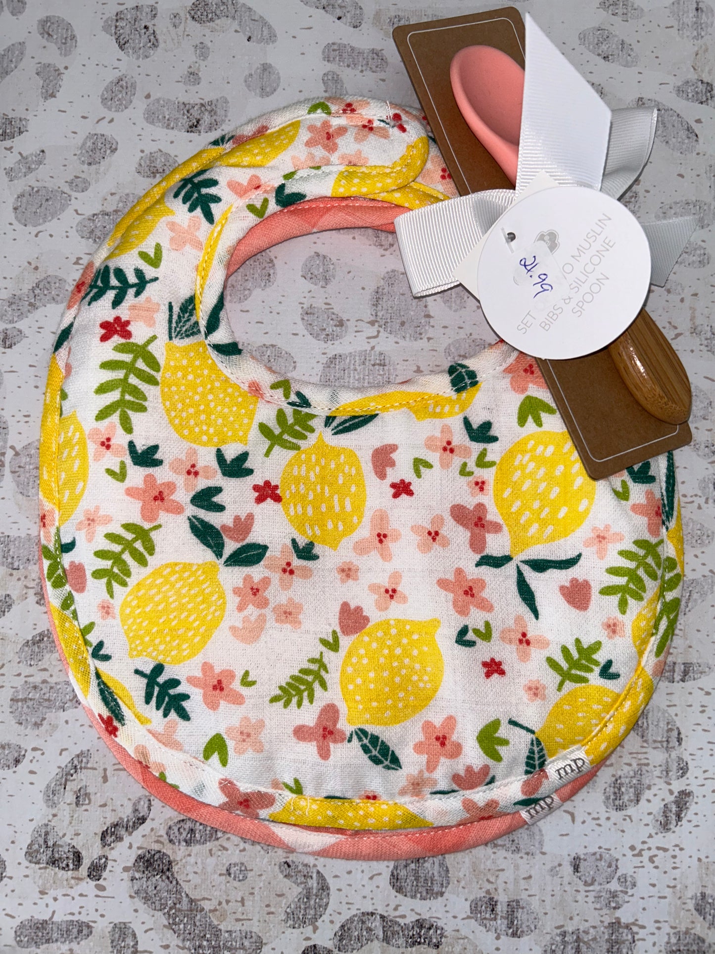 Mudpie Lemon Muslin Bibs & Spoon Set