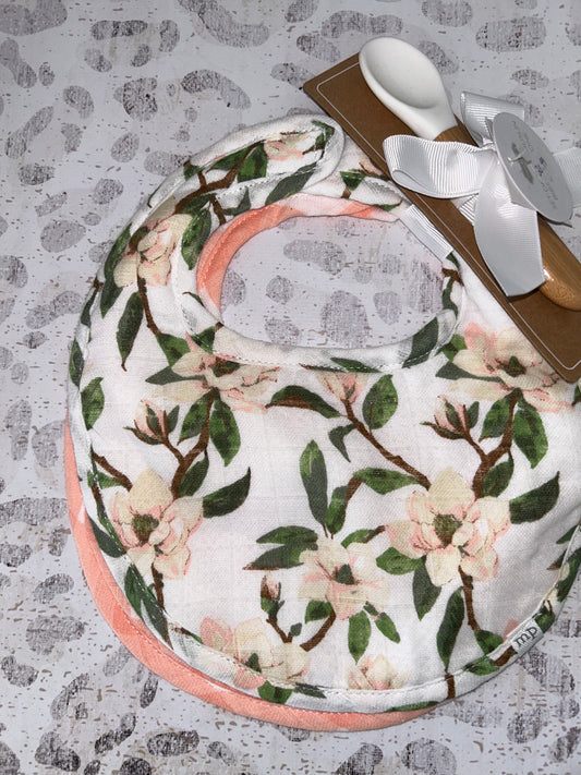 Mudpie Magnolia Muslin Bibs & Spoon Set