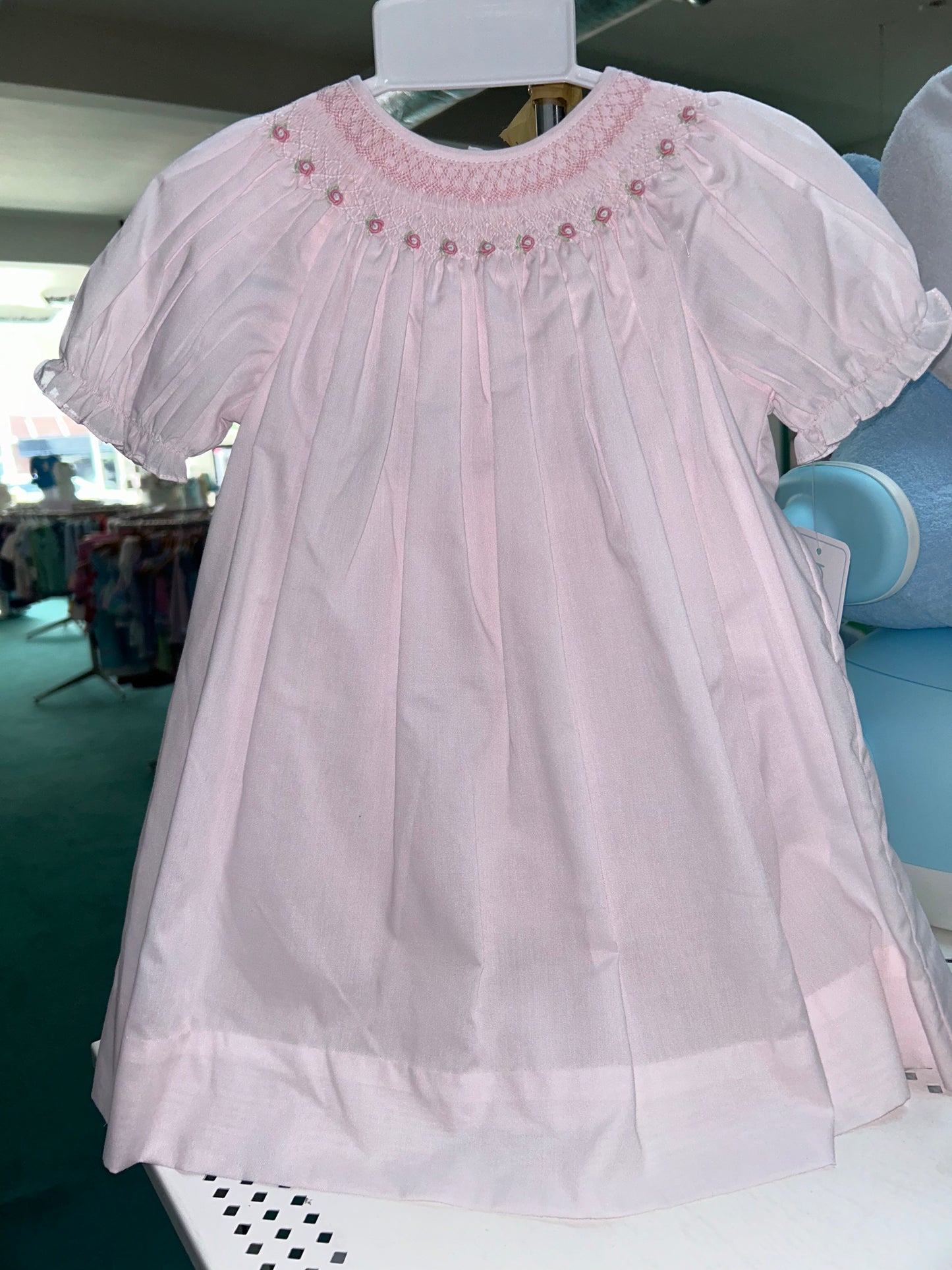 Petit Ami Pink Dress with Flower Detail