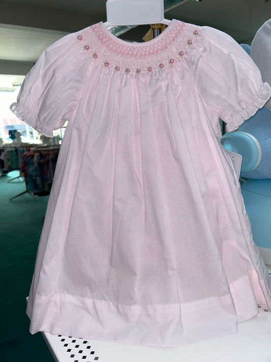 Petit Ami Pink Dress with Flower Detail