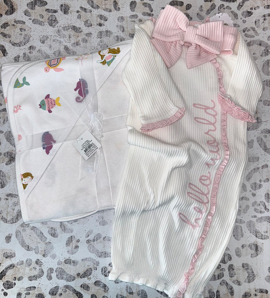 MP Hello World Gown/Headband Set & Mermaid Hooded Towel