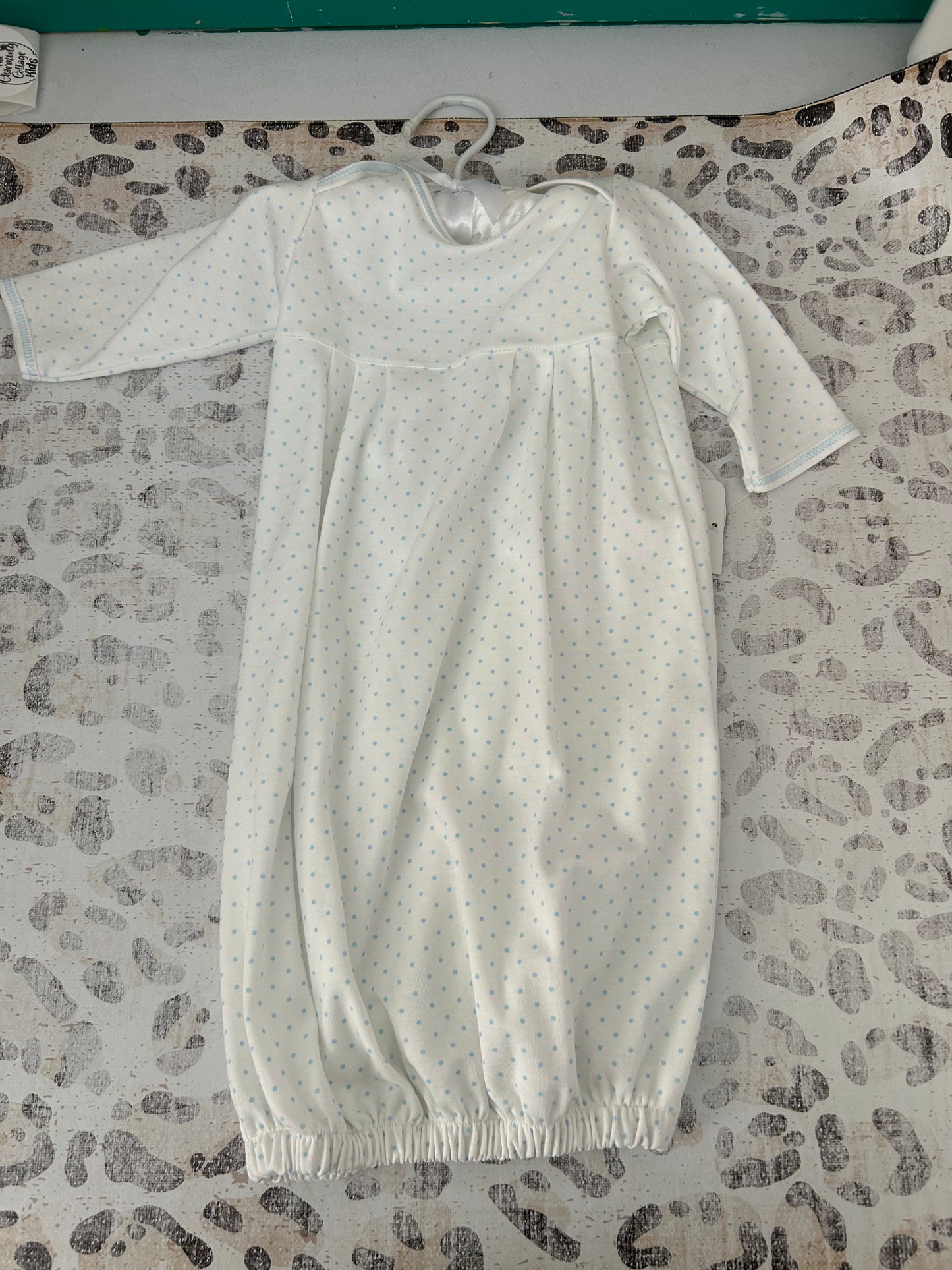 Magnolia Baby White Gown with Blue Dots