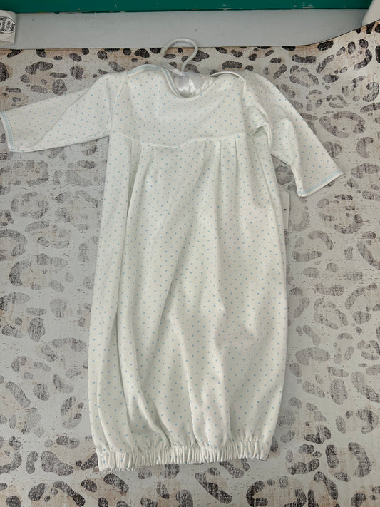 Magnolia Baby White Gown with Blue Dots