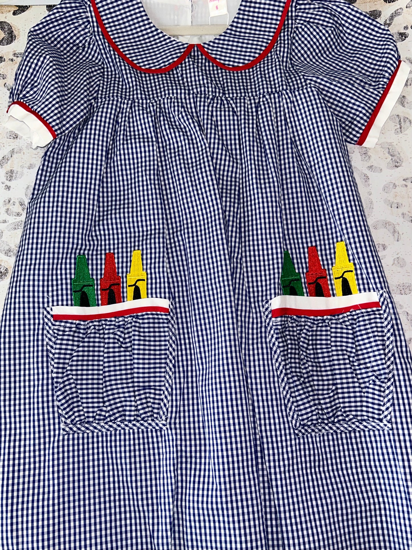 Smocked Blue & White Crayon Dress