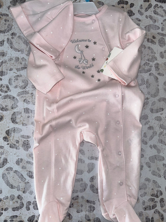 Little Me Welcome to the World Light Pink Footed Sleeper Set