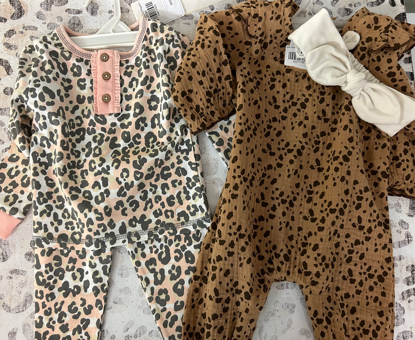 MP Pink leopard pajamas & Fawn Gauze sleeper set- Payton Layne Gilliam