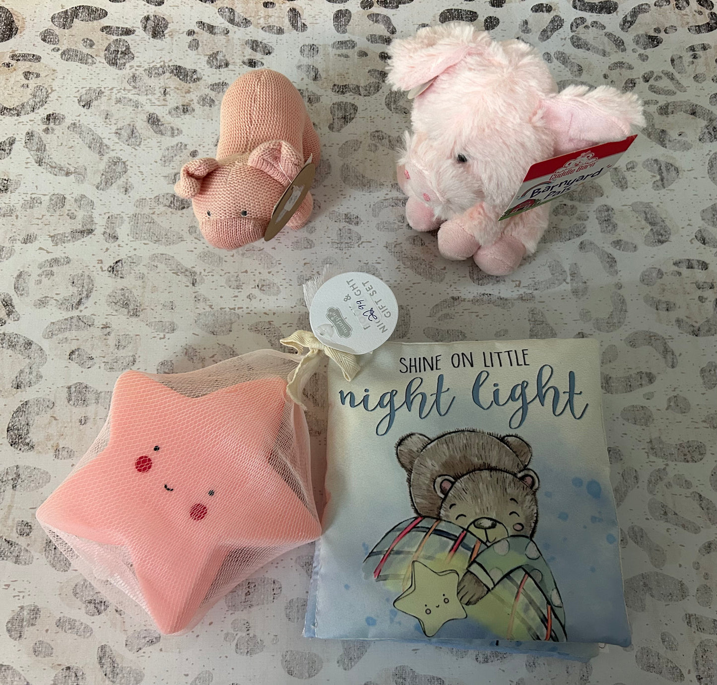 night light book set, barnyard pig, pig rattle- Payton Layne Gilliam