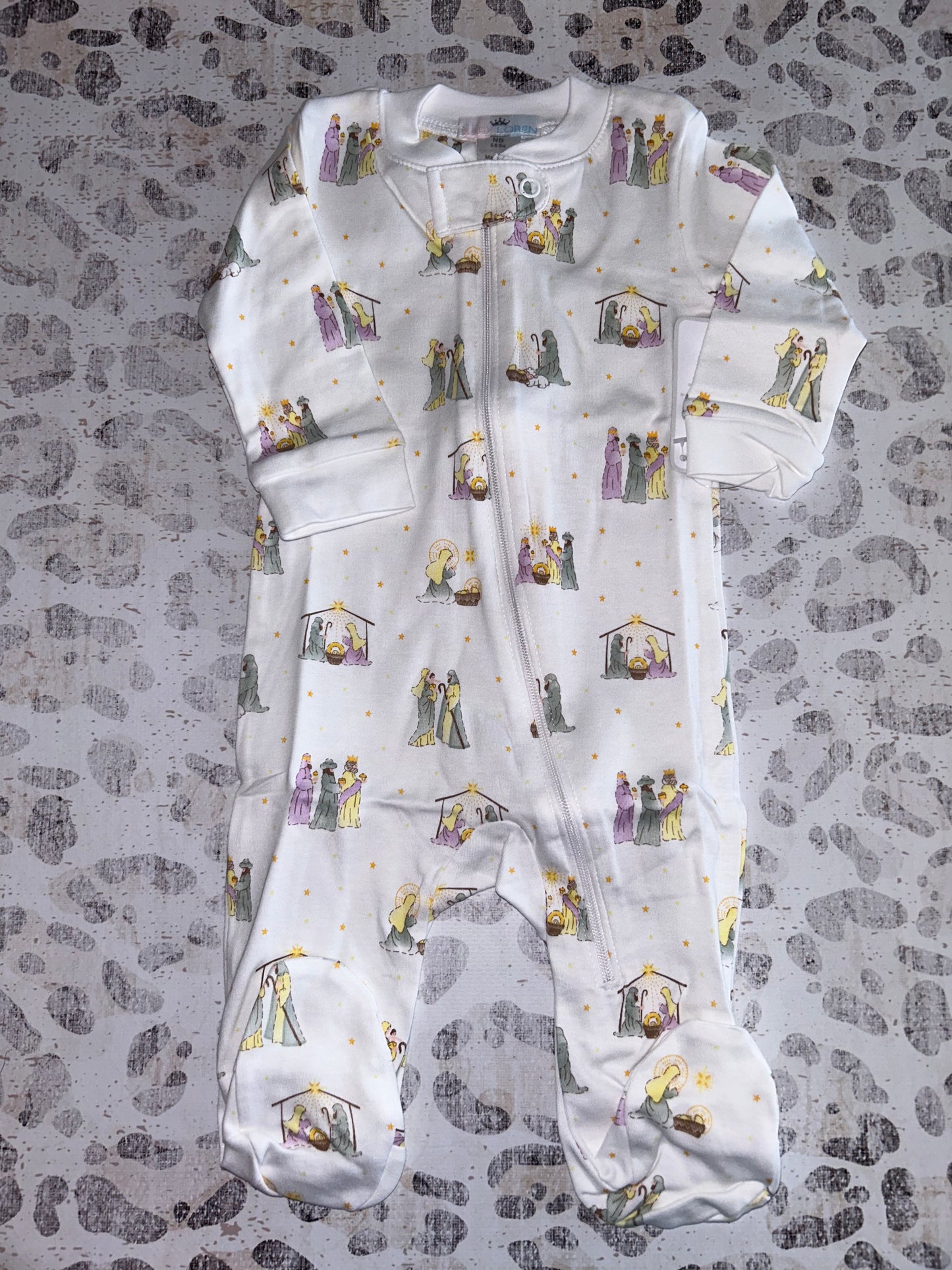 Baby Loren Nativity Pima Zipper Footie