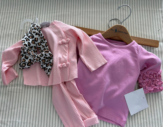 Pink cheetah outfit set & Pink Ruffle top & leggings - Callie Beth McDonald