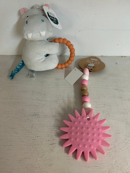 Pink flower teether & Hippo teether- Roberts Baby